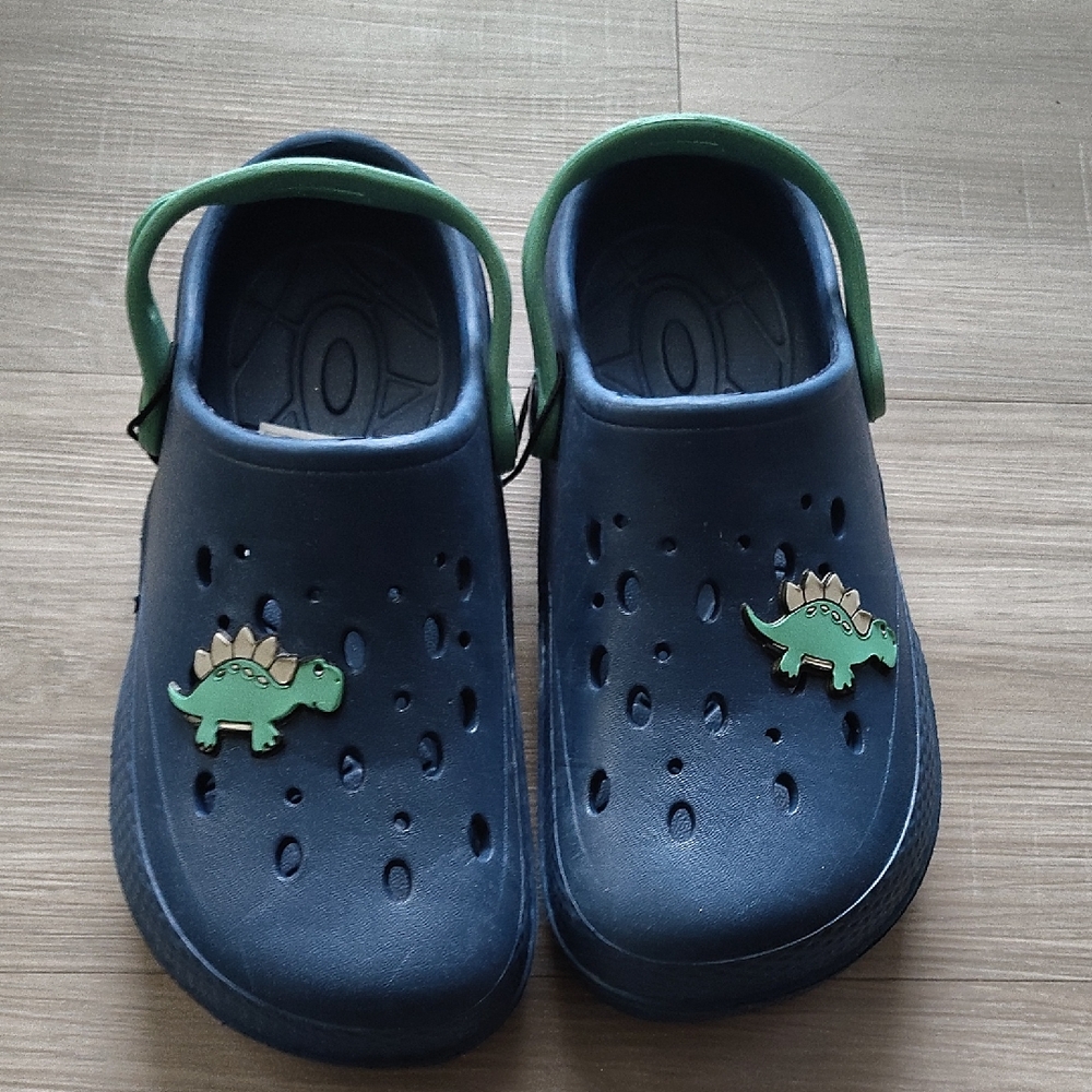 Navy Dinosaur Kids Croc Like Shoes